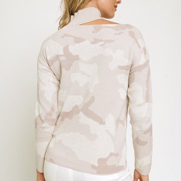 MYSTREE Cutout Shoulder Mock Neck Sweater - Picture 5 of 6
